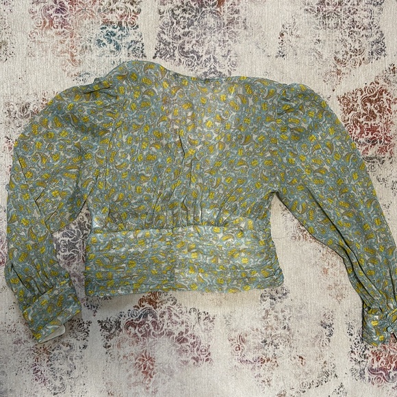 Zara - Chiffon Paisley Pattern Cropped Blouse - Picture 6 of 8